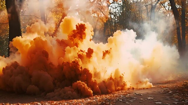 Fiery Flurries A mesmerizing ode to the swirling smoke and falling leaves of a fall afternoon.