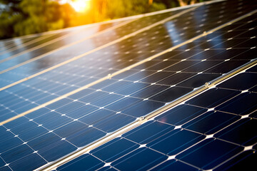 solar panels on the roof, photovoltaic plant for renewable alternative green energy - obrazy, fototapety, plakaty