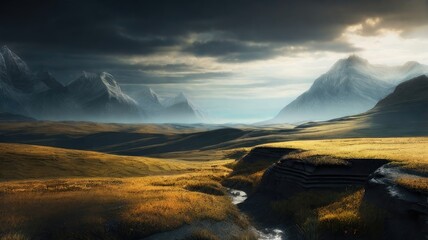 Peaceful landscapes beautiful natural scenery of mountains and rivers