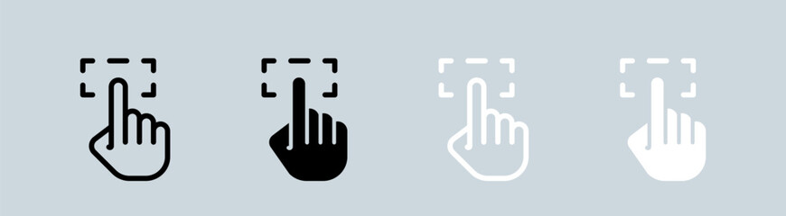 Selection icon set in black and white. Click signs vector illustration.