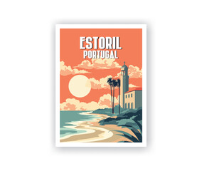 Estoril Illustration Art. Travel Poster Wall Art. Minimalist Vector art