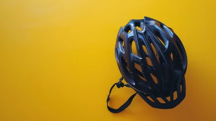 Poster Bicycle helmet on a bright yellow background © Artyom