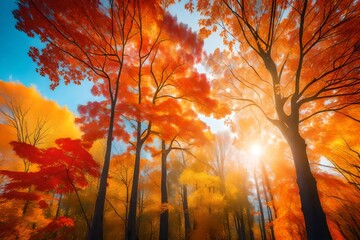 Naklejka na ściany i meble autumn trees in the forest