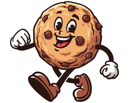 walking Cookie cartoon mascot illustration character vector clip art logo hand drawn