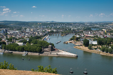 Blick auf das Deutsche Eck in Koblenz Deutschland