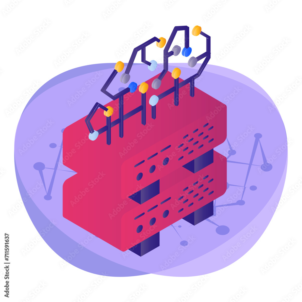 Aufkleber natural language processing isometric concept, machine learning vector icon design, big data symbol,