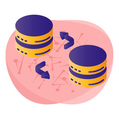 Database active passive replication isometric Concept, Virtual synchrony Vector Icon Design, Big data Symbol, Business intelligence Sign,Web hosting and Data Center Stock Illustration