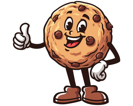 recommend clip art: Cookie with thumb up cartoon mascot illustration character vector clip art logo hand drawn