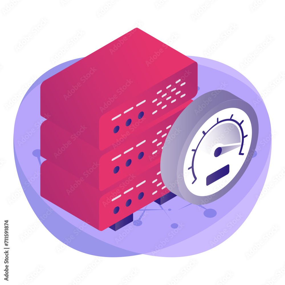 Aufkleber server performance measurement isometric concept, peak response time vector icon design, big data sy