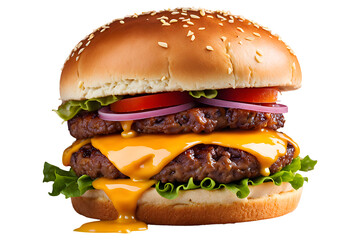 fast food fresh delicious burger, high quality isolated transparent background