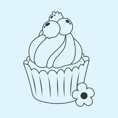 Cute cupcake muffin design vector art with decorative elements. 