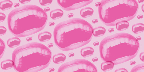 Collage of smiling female mouths, creative background