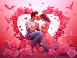 Obraz na płótnie Canvas couple kissing in a shape. valentine's Day