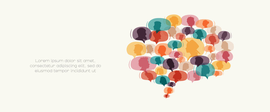 Different people in chat bubbles. Communication concept.	