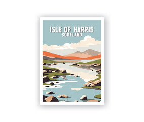 Isle of Harris Illustration Art. Travel Poster Wall Art. Minimalist Vector art