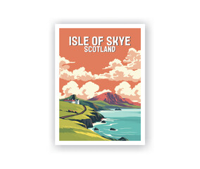 Isle of Skye Illustration Art. Travel Poster Wall Art. Minimalist Vector art