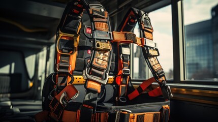 Fototapeta premium Industrial safety harness equipment with quality reflectors