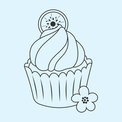 Cute cupcake muffin design vector art with decorative elements. 