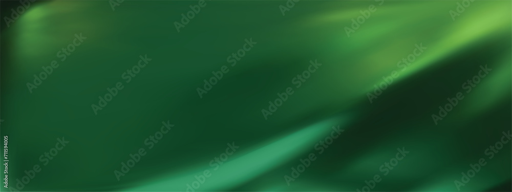 Sticker abstract green gradient background with yellow light. minimalistic subtle wavy silk texture. 3d vect