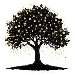 Tree shrouded in a fairytale atmosphere of fireflies