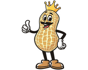 Peanut King cartoon mascot illustration character vector clip art logo hand drawn