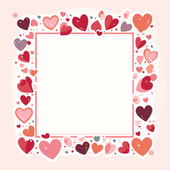 Abstract flat vector valentines day frame with empty space in the middle Generative Ai