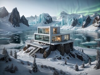  modern villa built amidst icy mountains