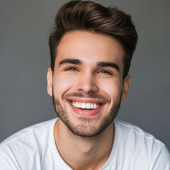 Obraz premium Young man with beautiful smile