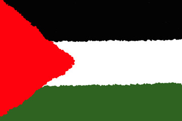 The Palestinian flag painted with a brush in a graphics program.