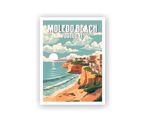 Moledo Beach Illustration Art. Travel Poster Wall Art. Minimalist Vector art