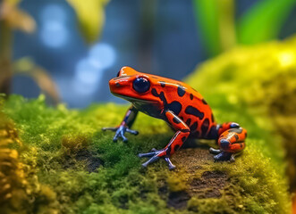 Fototapeta premium Giftiger Baumsteigerfrosch (Dendrobatidae), auch Pfeilgiftfrosch, Generative AI