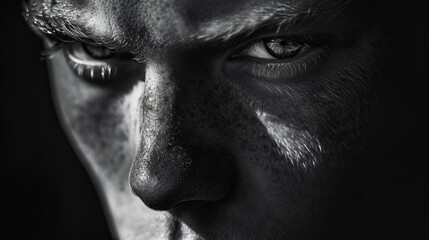 Naklejka premium Black and white portrait of a man