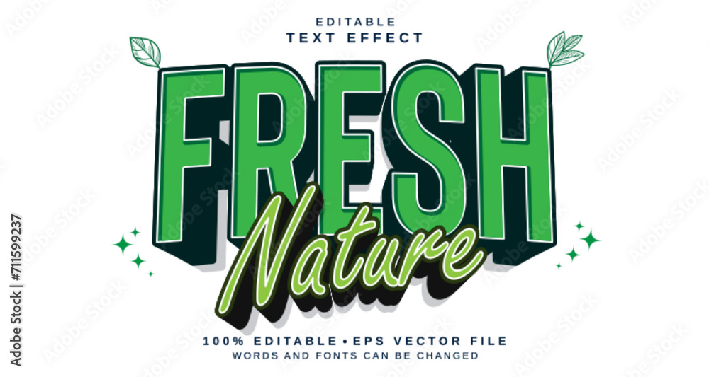 Aufkleber editable text style effect - fresh nature text style theme.