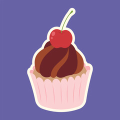 Cute cupcake muffin design vector art with decorative elements. 