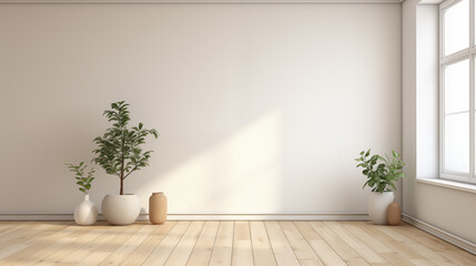 Fototapeta na wymiar White empty room. Scandinavian interior design