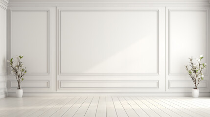 Fototapeta premium White empty room. Scandinavian interior design