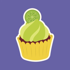 Cute cupcake muffin design vector art with decorative elements. 