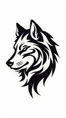 Fototapeta premium A Lone wolf Tattoo Design, Isolated on white - Generative AI 