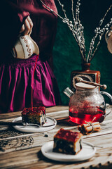 Beautiful purple atmosphere in the kitchen.
