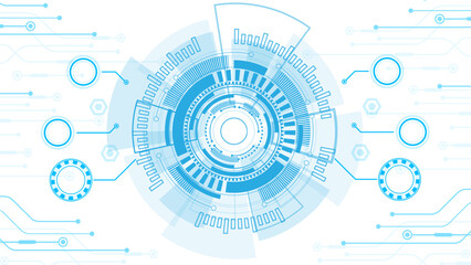 Technology connection digital data and big data concept. Blue Future Background. Abstract technological background with various technological elements. Structure pattern technology backdrop. Vector	
