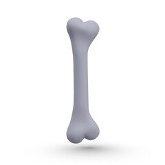 Front view on gray bone in cartoon style for Halloween decoration. Fantastic theme for holiday concept. Vector illustration in 3d style with shadow and white background