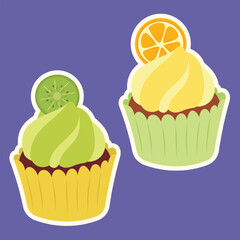 Cute cupcake muffin design vector art with decorative elements. 