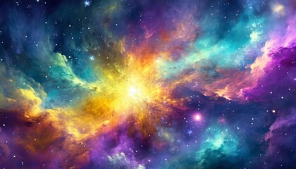 Fototapeta premium Colourful Space Galaxy Cloud Nebula. Starry Night Cosmos. Supernova Background Wallpaper
