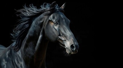 Obraz na płótnie Canvas Black And White Horse Potrait