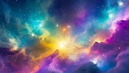 Fototapeta premium Colourful Space Galaxy Cloud Nebula. Starry Night Cosmos. Supernova Background Wallpaper