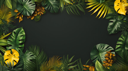 Fototapeta na wymiar Tropical foliage on background concept design with copy space. Generative AI
