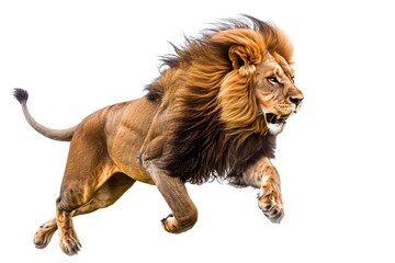 Obraz premium Running Lion Isolated on white