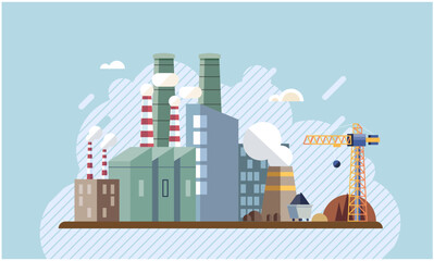 Obraz premium Industrial pollution. Dirty waste. Environmental pollution. Vector illustration. Dirty waste disposal methods are putting ecosystems at risk Air, water, and soil pollution are directly linked
