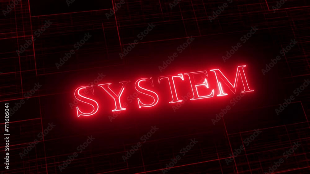 Poster system on a modern network. system text animation on blue digital technology background.