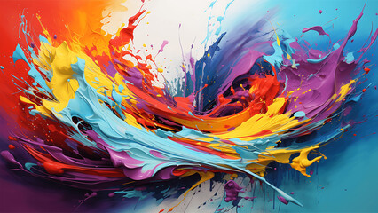 Colorful paint splashes on white background. 3d render illustration